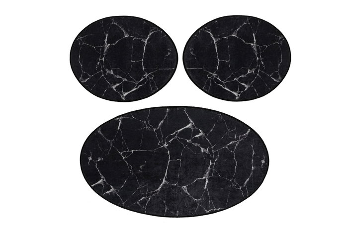 Mijölnir Juego de alfombrillas de baño Marble - Black, 3 piezas